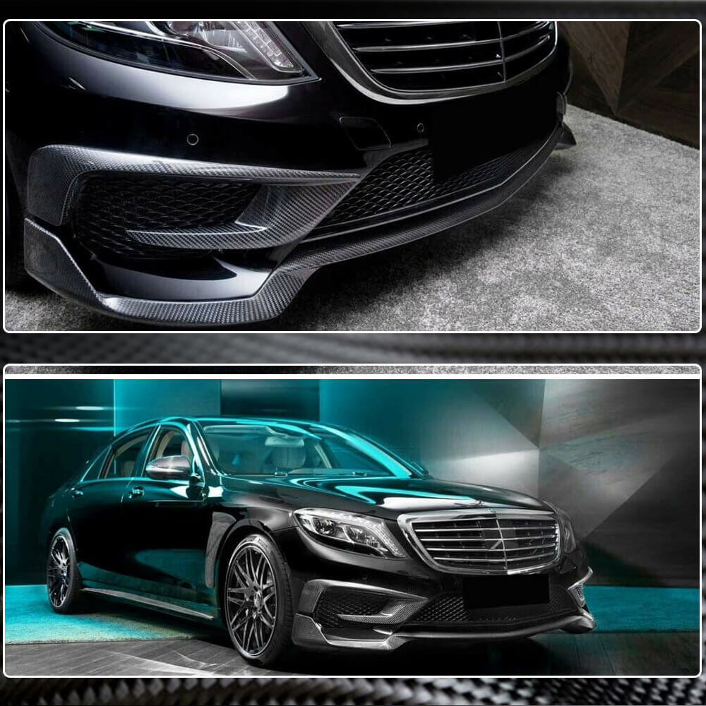 Накладка на передній бампер Lip (для S63 AMG 2014-2017, Карбон) 3