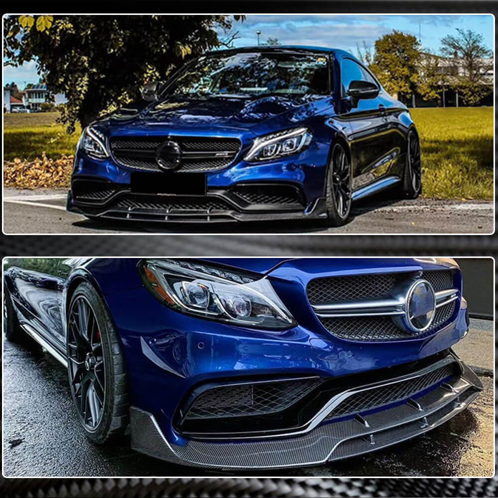 Накладка на передній бампер Lip V2 (для купе/кабріолет C63 AMG 2015-2019, Карбон) 4