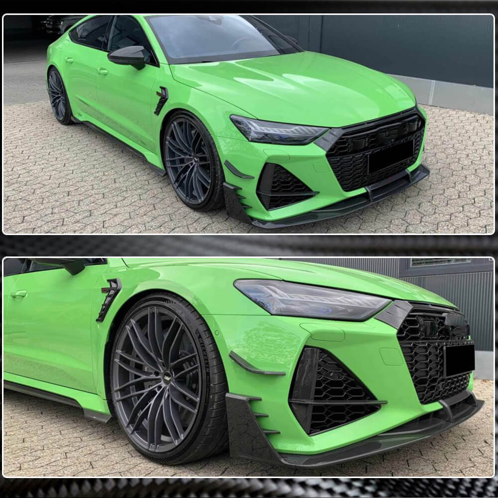Накладка на передній бампер Lip V1 (для RS7 2018-2022, Сухий карбон) 4