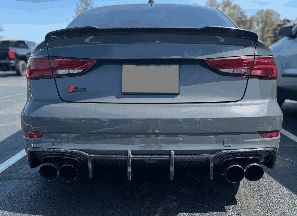 Дифузор заднього бампера V1 (для S-Line Sedan 2017-2020, Карбон) 3