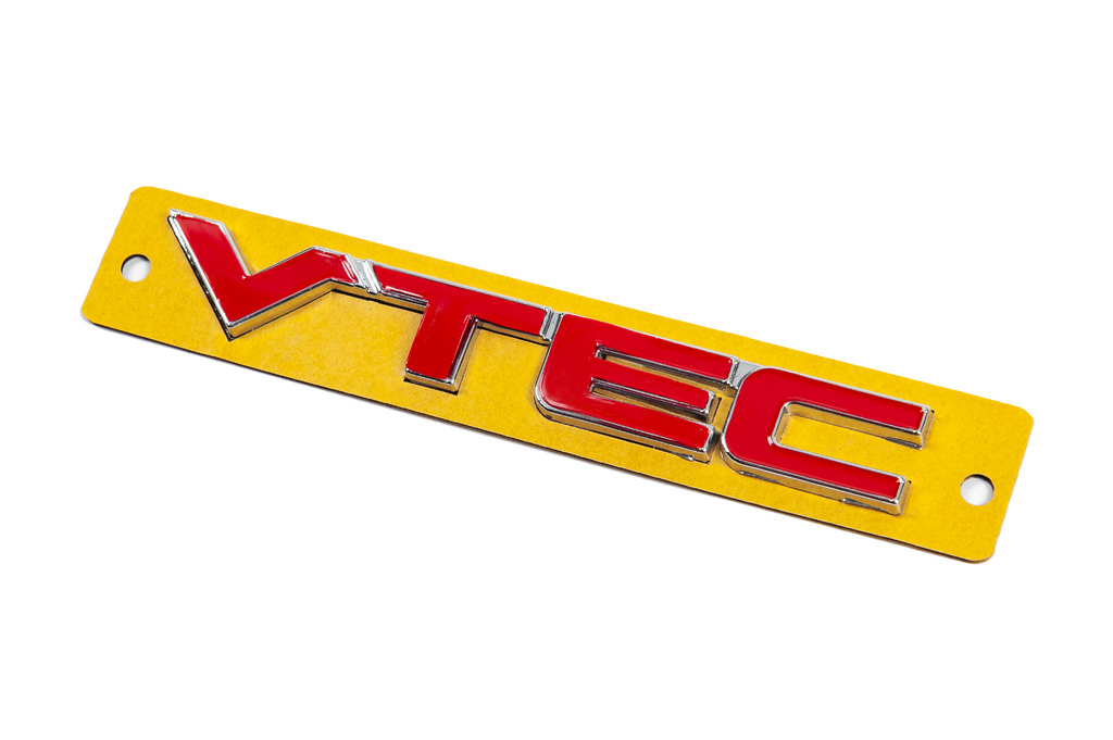 Напис VTEC червоний з хром (110мм на 15мм) 2