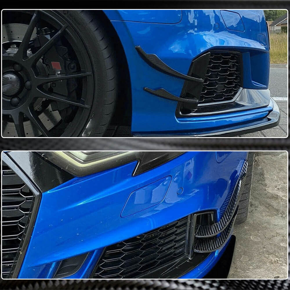 Накладки на передній бампер V2 (для RS3 Sedan 2017-2020, Карбон) 5