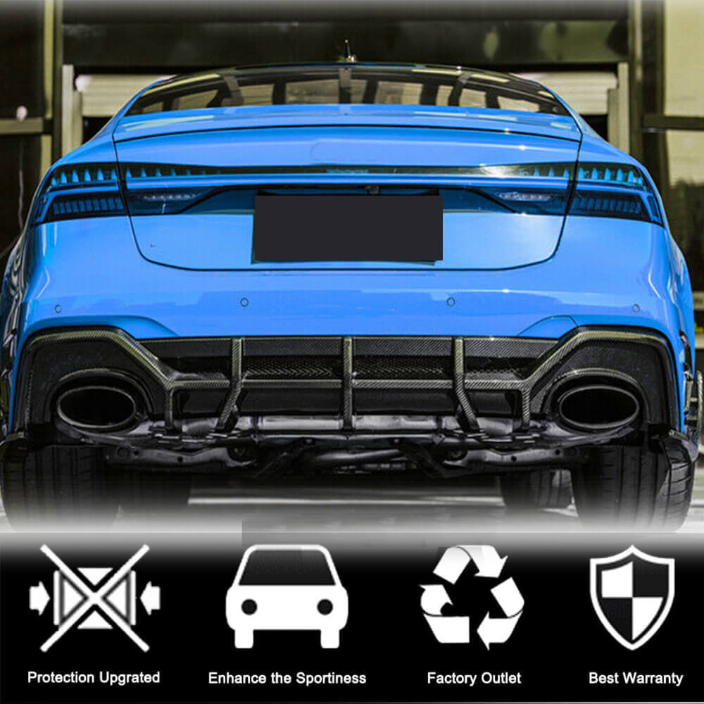 Дифузор заднього бампер (для RS7 2018-2022, Сухий карбон) 5