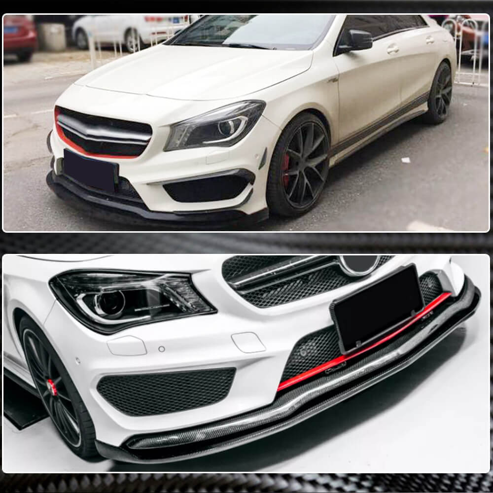 Накладка на передній бампер Lip (для CLA45 AMG SD 2013-2015, Карбон) 3