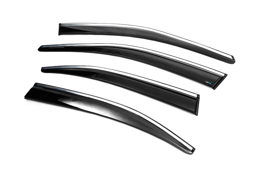 Вітровики з хромованим молдингом Liftback (4 шт., Sunplex Chrome) 2