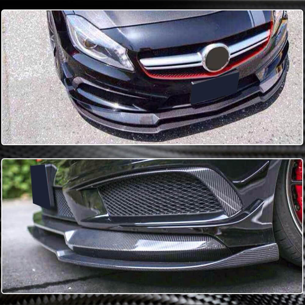 Накладка на передній бампер Lip V2 (для AMG-Line / A45 AMG HB 2013-2015, Карбон) 4