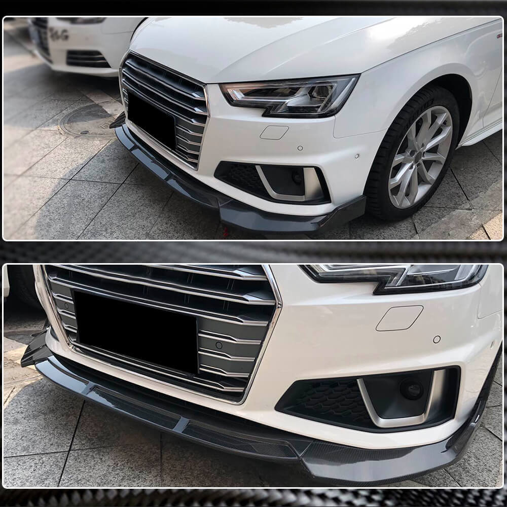 Накладка на передній бампер Lip V1 (для S-Line Sedan 2015-2019, Карбон) 4