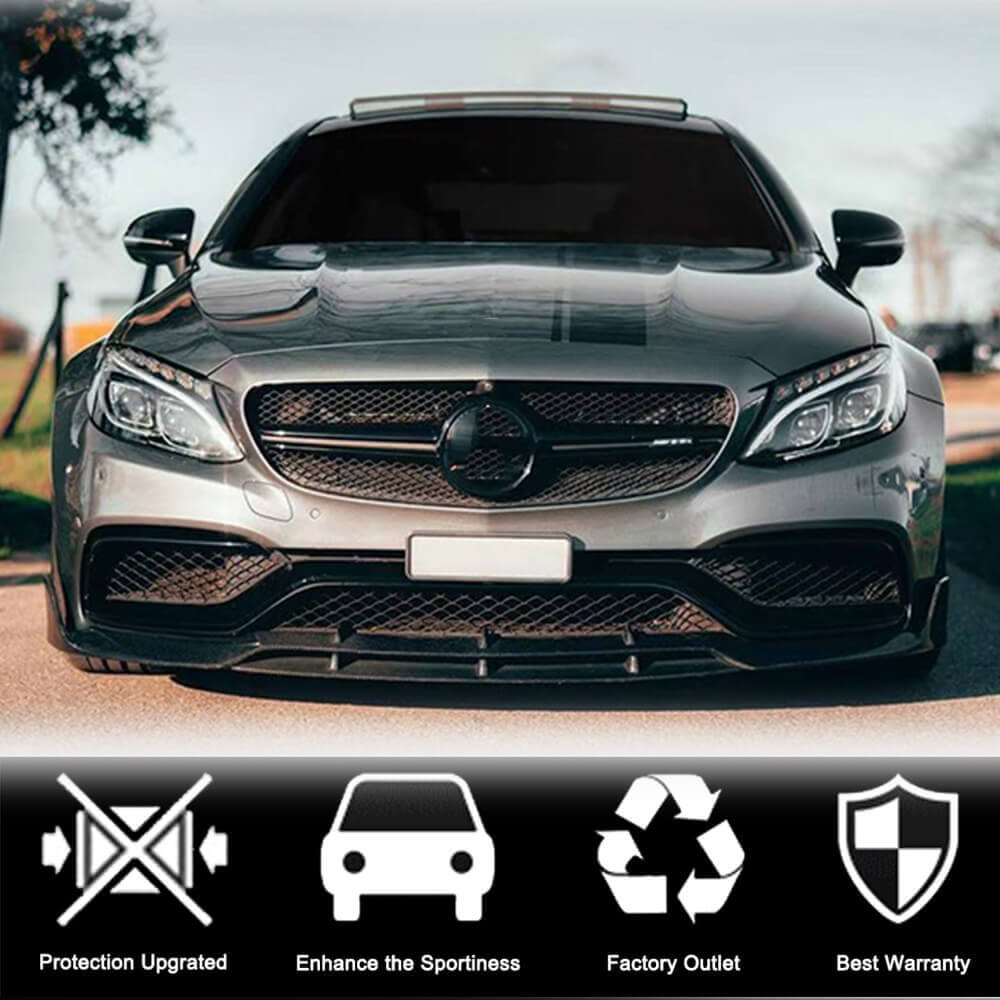 Накладка на передній бампер Lip V2 (для купе/кабріолет C63 AMG 2015-2019, Карбон) 3