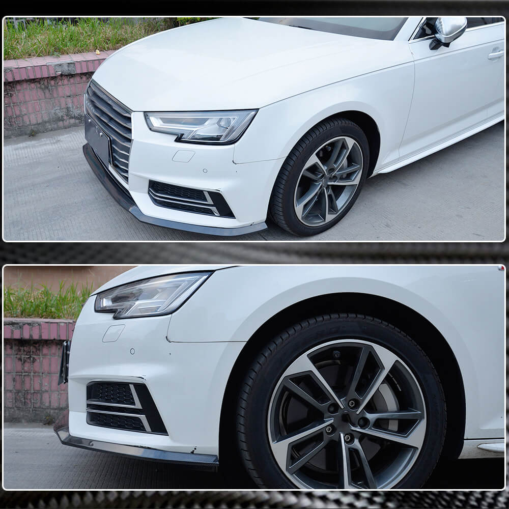 Накладка на передній бампер Lip V4 (для S-Line Sedan 2015-2019, Карбон) 4