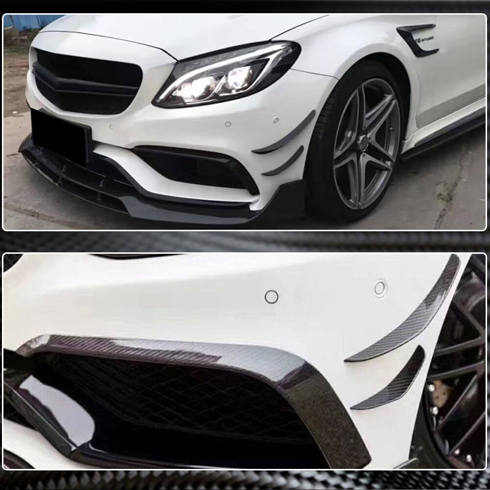 Накладки на передній бампер (для C63 AMG 2015-2019, Карбон) 4