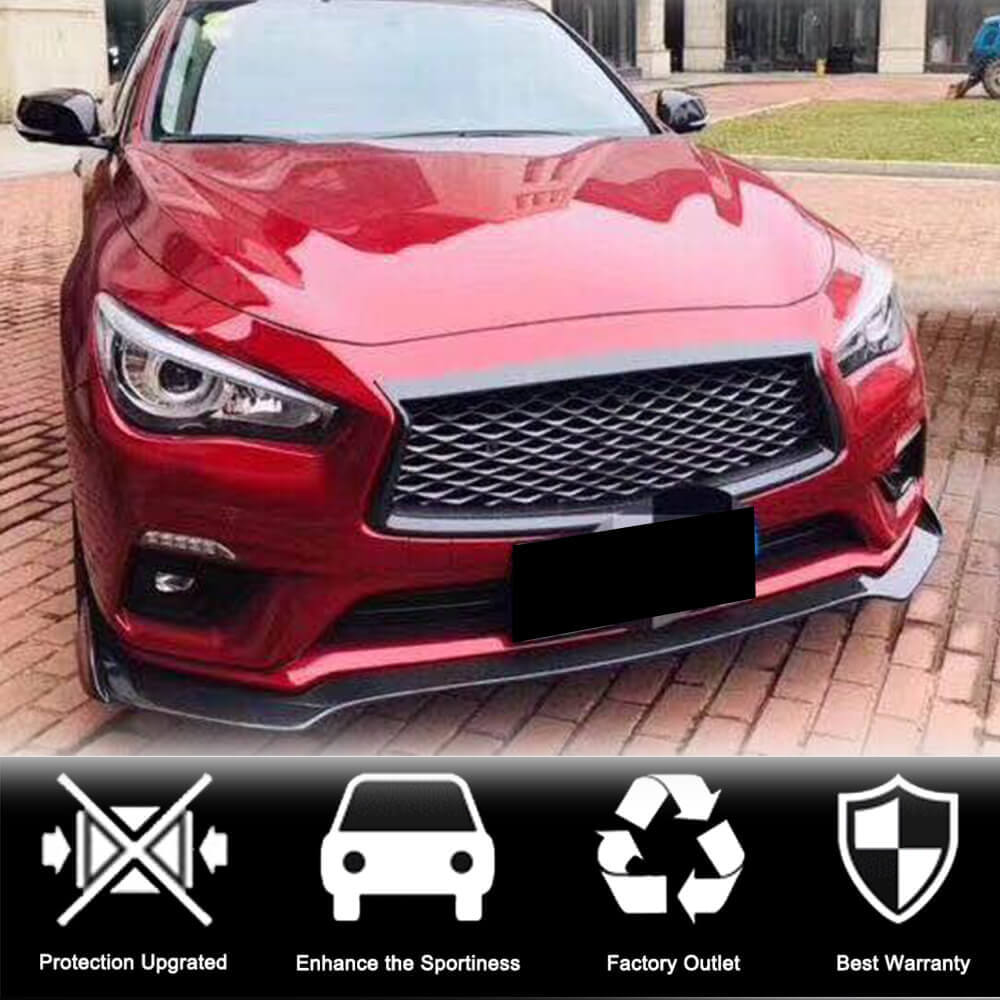 Накладка на передній бампер Lip V1 (для Q50 Base 2018-2023, Карбон) 3