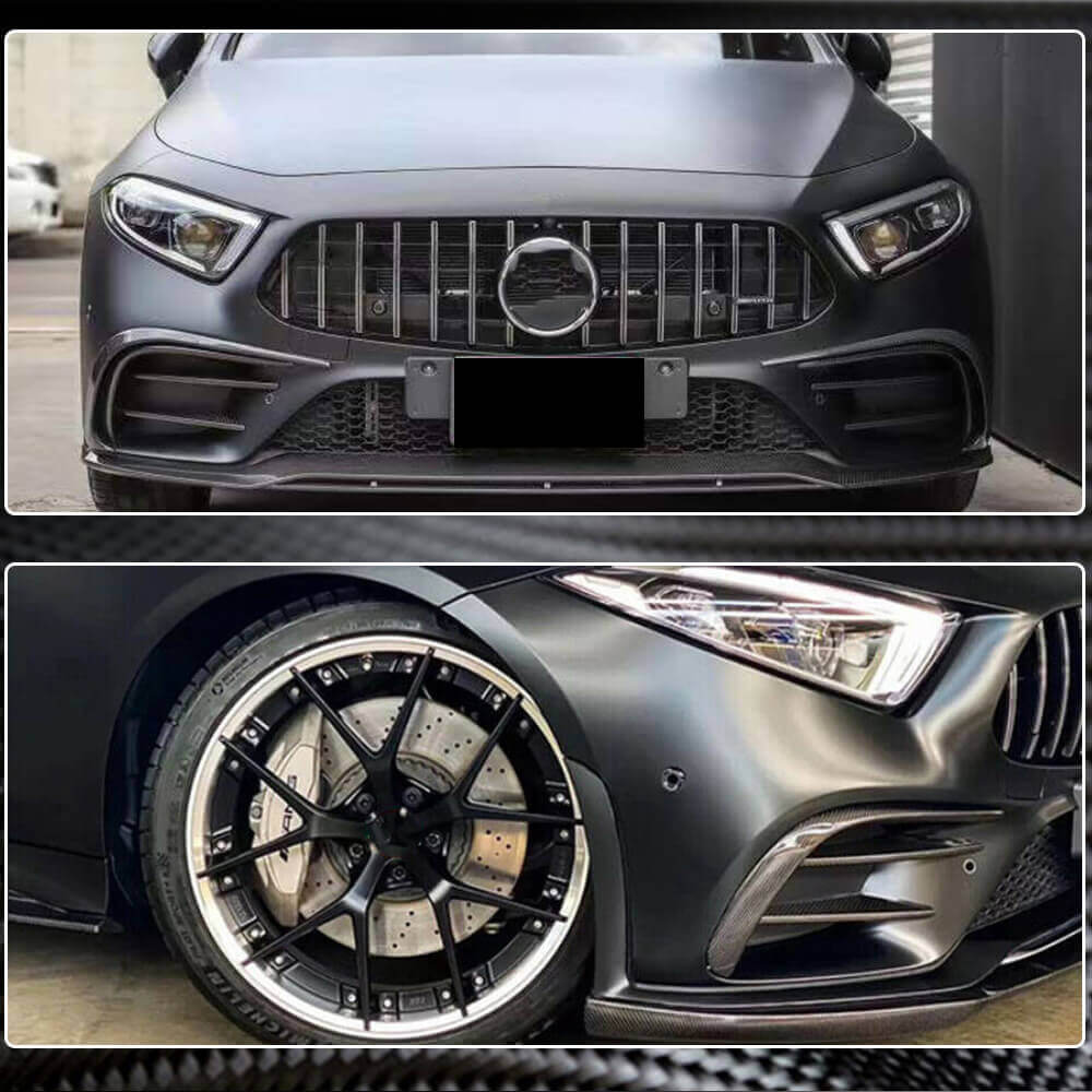 Накладки на передній бампер (для AMG-Line 2018-2020, Карбон) 4