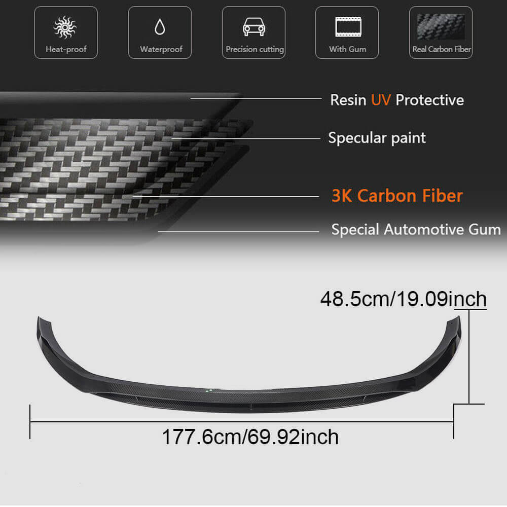 Накладка на передній бампер Lip (2019-2021, Карбон) 6