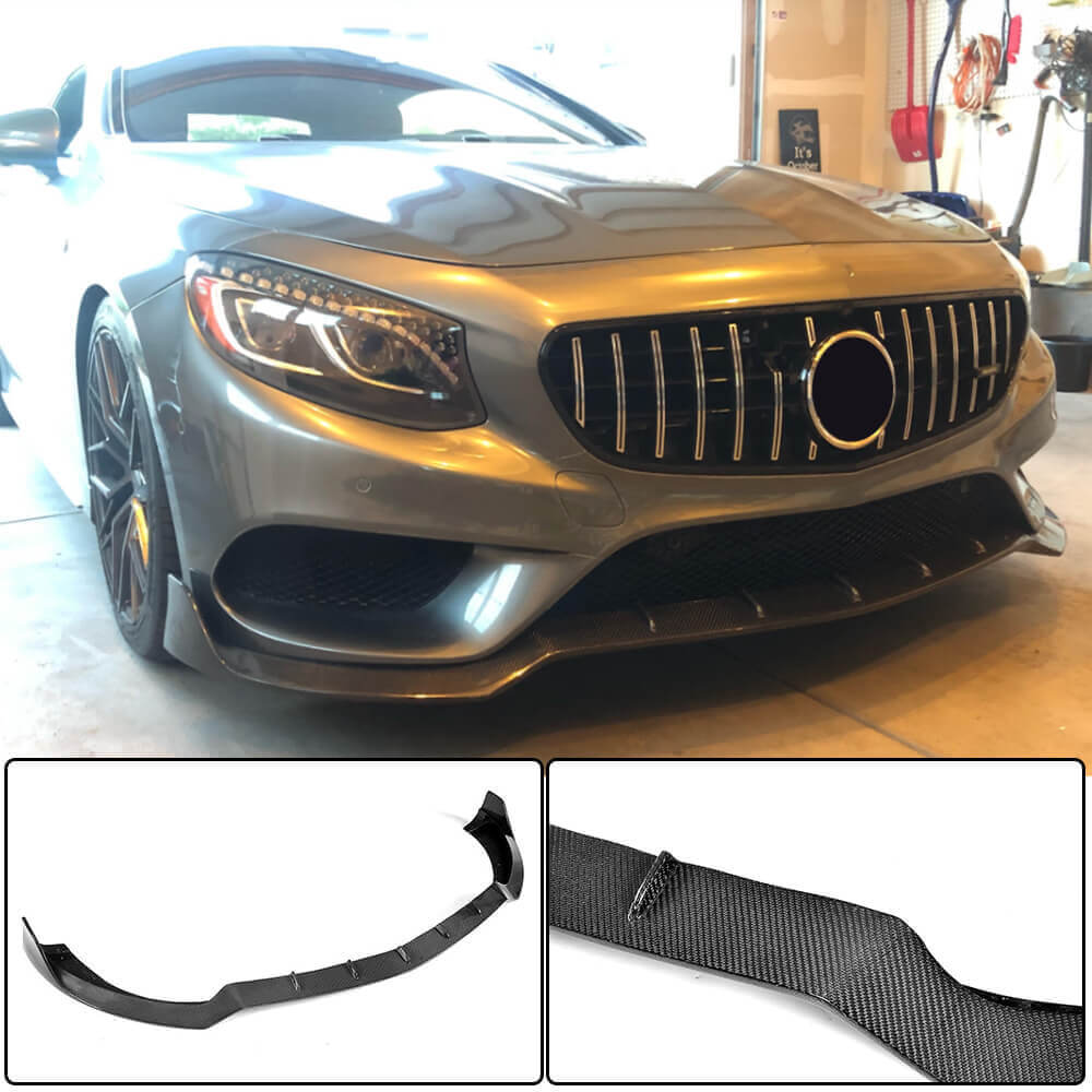 Накладка на передній бампер Lip V2 (для AMG-Line 2015-2018, Карбон) 2