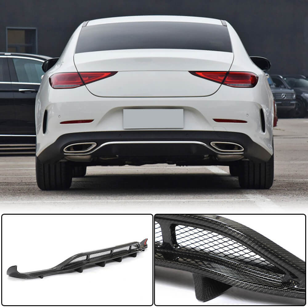 Дифузор заднього бампера V2 (для AMG-Line 2018-2020, Карбон)