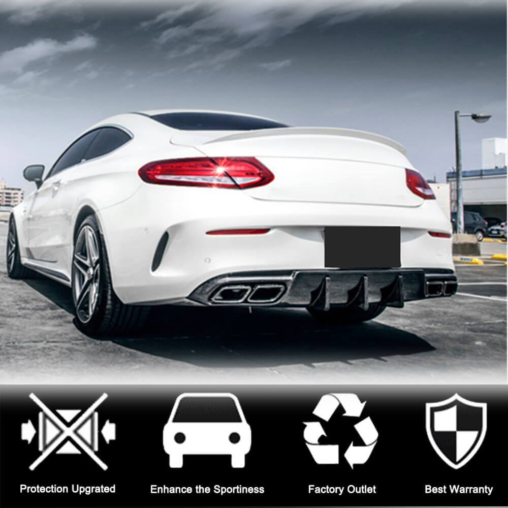 Дифузор заднього бампера V1 (для купе/кабріолет C63 AMG 2015-2019, Карбон) 3