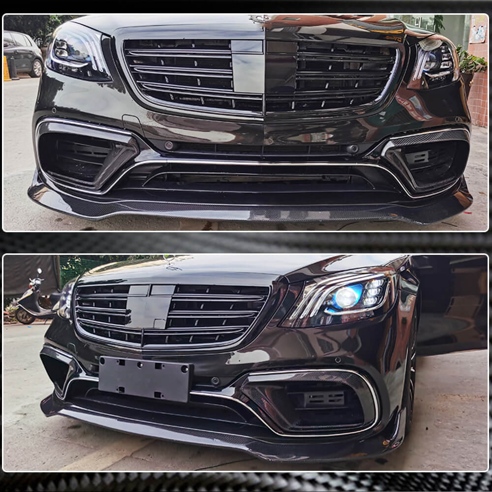 Накладка на передній бампер Lip (для S63/S65 AMG 2018-2022, Карбон) 4