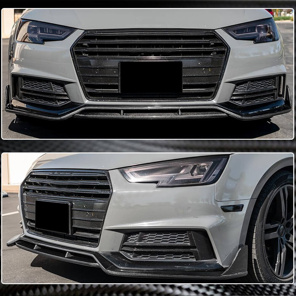 Накладка на передній бампер Lip V2 (для S-Line Sedan 2015-2019, Карбон) 4