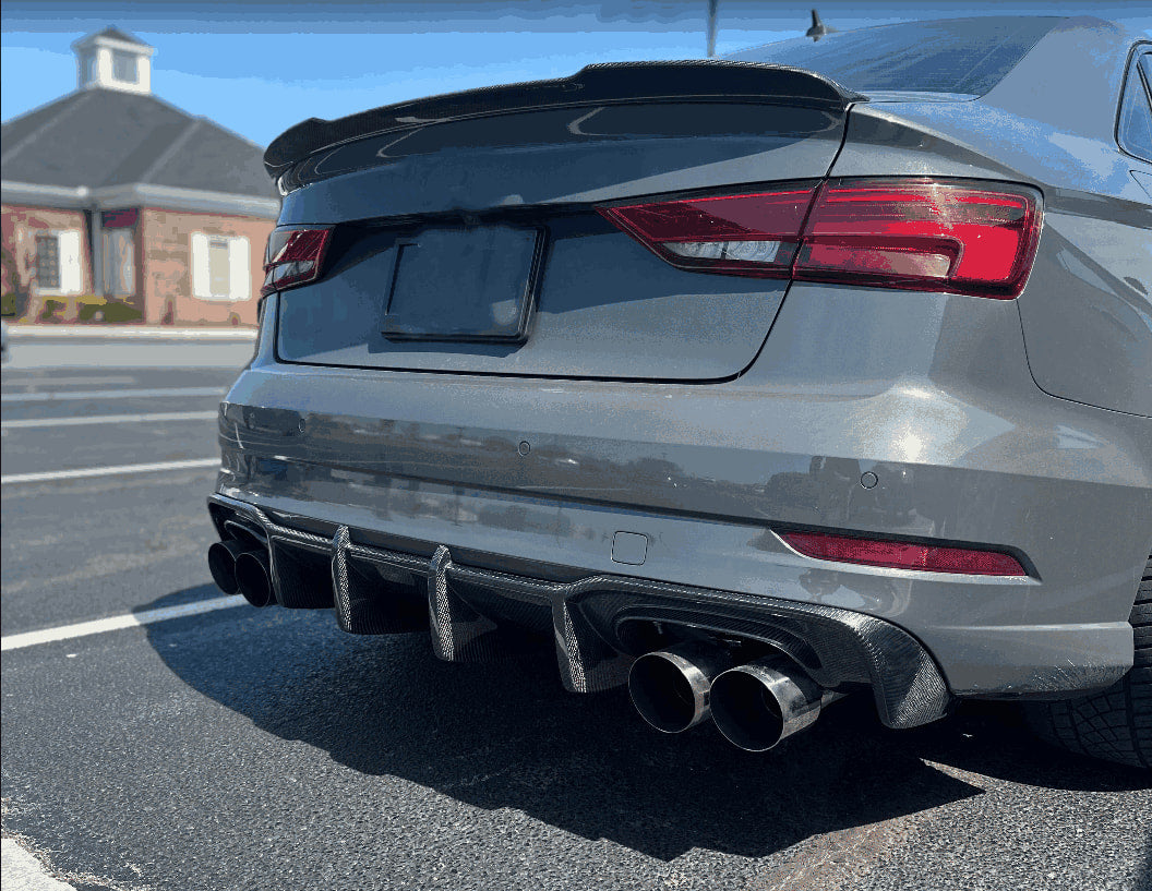 Дифузор заднього бампера V1 (для S-Line Sedan 2017-2020, Карбон) 2