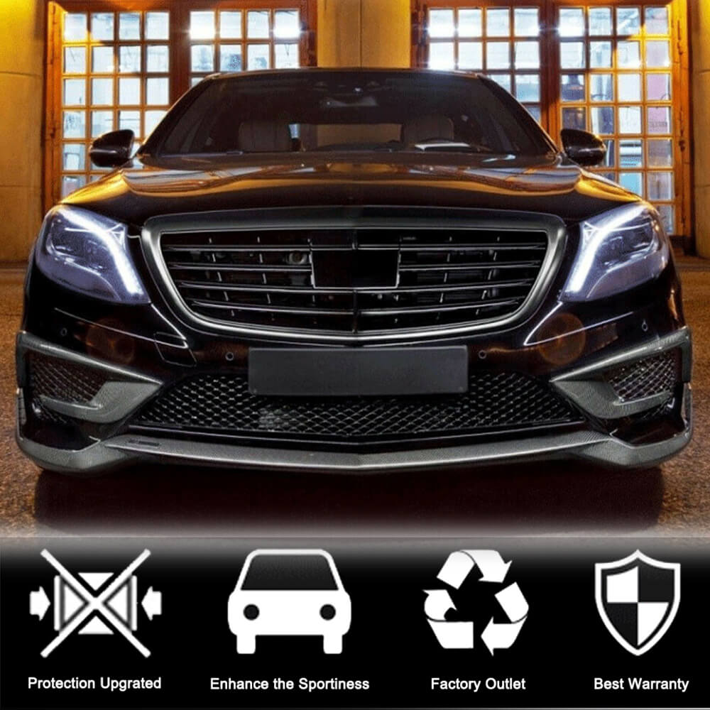 Накладка на передній бампер Lip (для S63 AMG 2014-2017, Карбон) 2