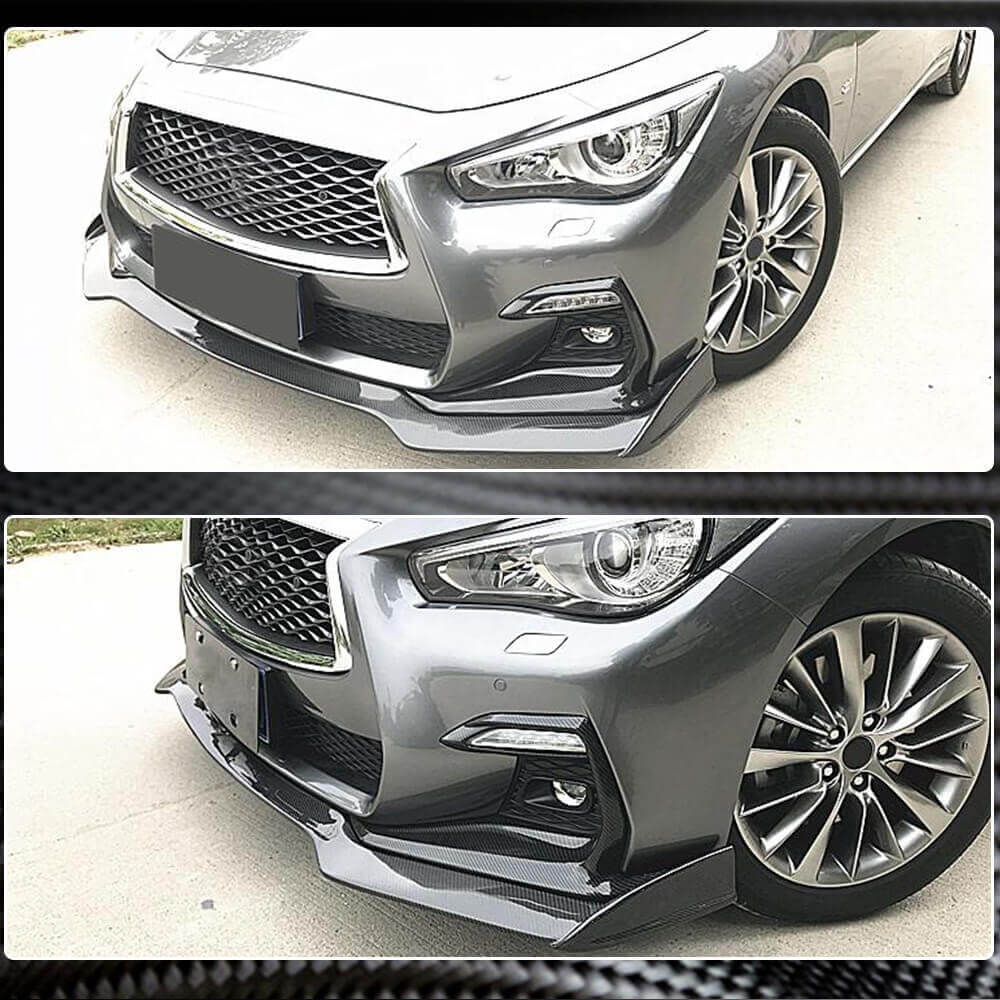 Накладка на передній бампер Lip V2 (для Q50 Sport 2018-2022, Карбон) 4