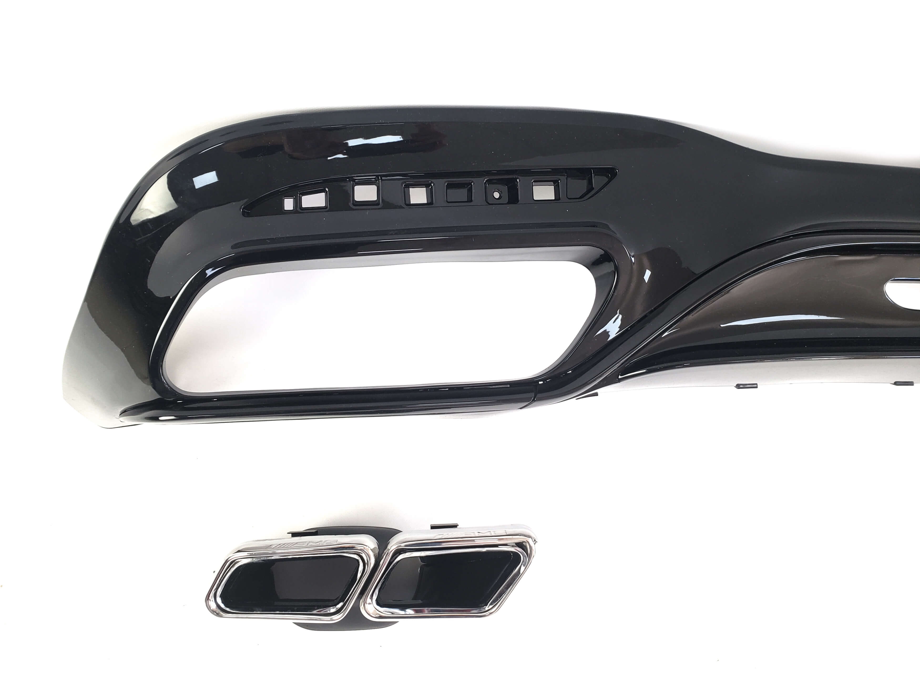 Дифузор (заднього бампера) Full Black / Chrome Pipe (стиль S63 AMG) на Mercedes-Benz S-Class W222 2017-2020 року 4