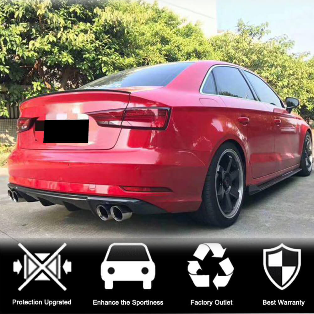 Дифузор заднього бампера (для Base Sedan 2017-2020, Карбон) 2