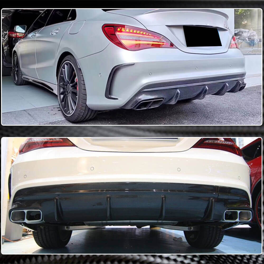 Дифузор заднього бампера (для AMG-Line / CLA45 AMG 2017-2019, Карбон) 4
