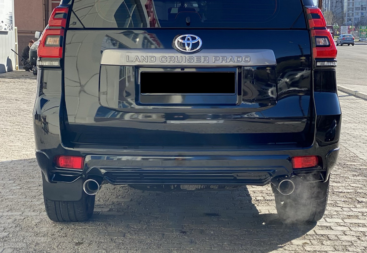 Спідниця заднього бампера TRD Toyota Land Cruiser Prado 150 2017-2022 колір чорний (бічні кути + центр вставка) 3 частини 2