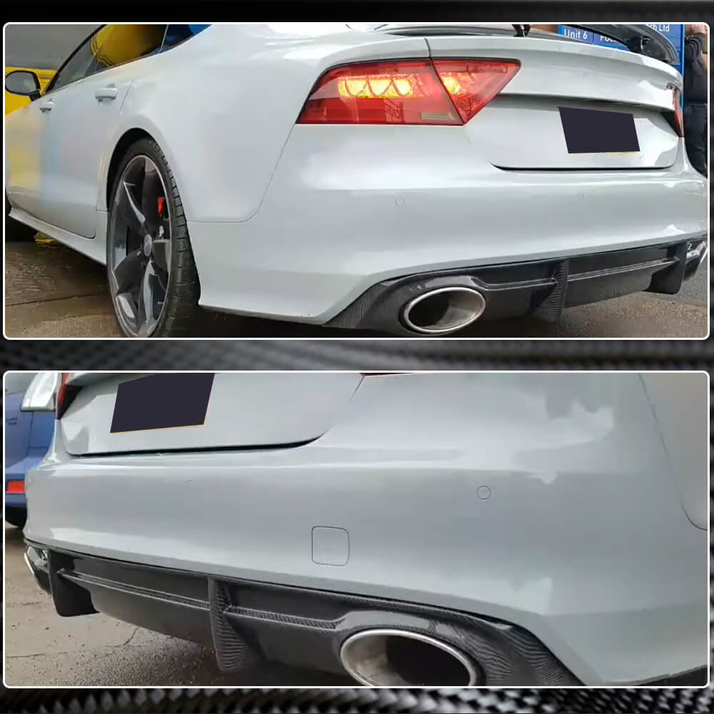 Дифузор заднього бампера V3 (для S-Line, 2010-2014, Карбон) 4