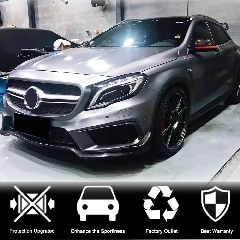 Накладки на передній бампер (для GLA45 AMG 2013-2016, Карбон) 2
