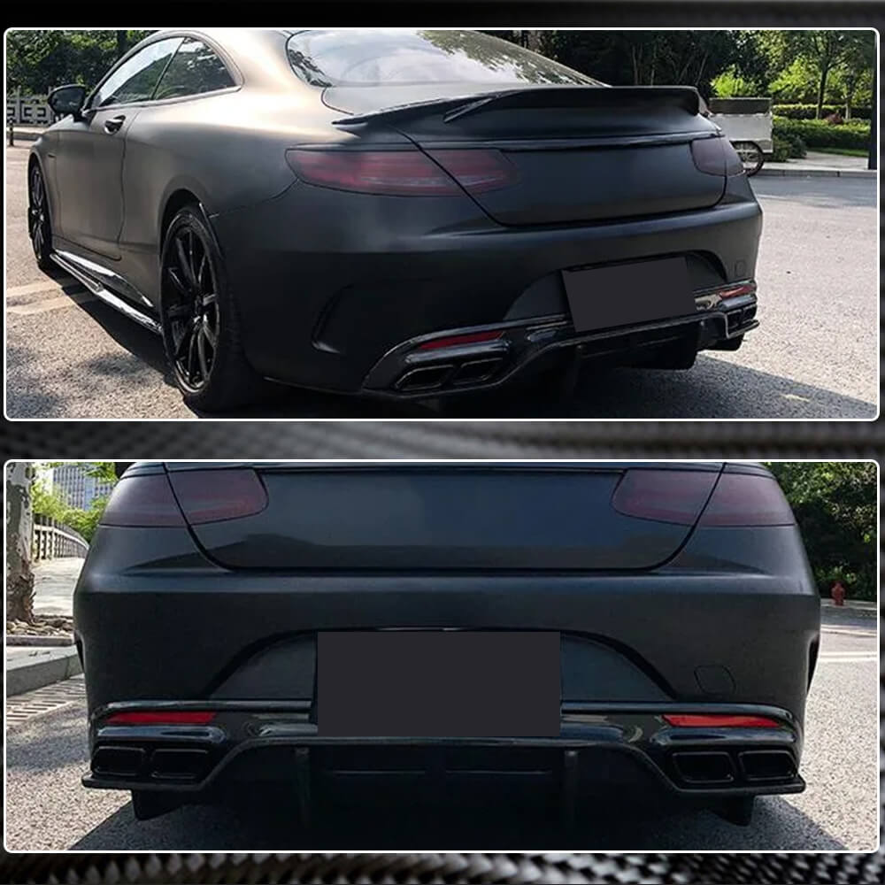 Дифузор заднього бампера V2 (для купе/кабріолет C63 AMG 2015-2019, Карбон) 4