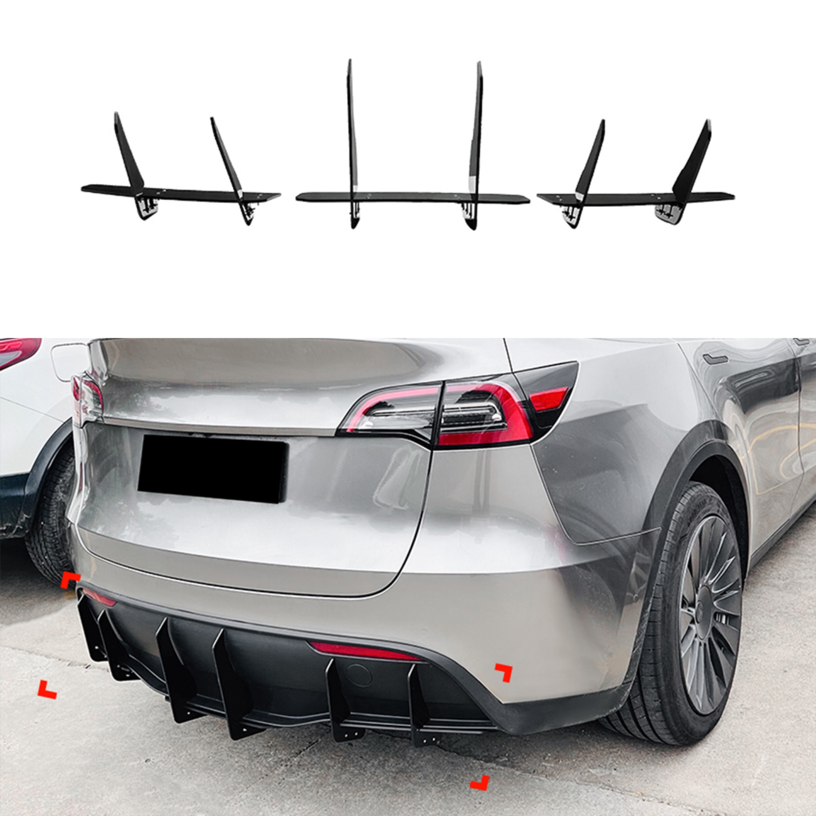 Накладка заднього бампера для Tesla Model Y 2020-2024 ABS пластик, колір чорний глянець