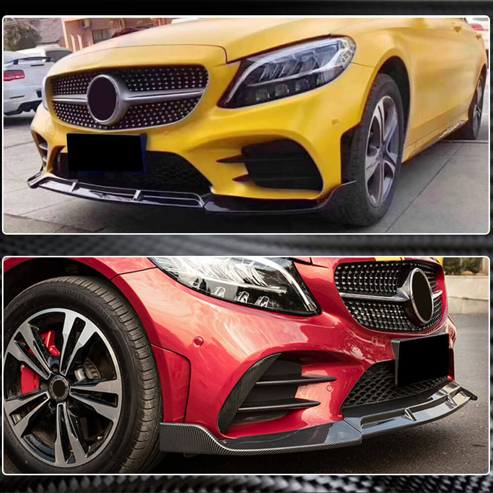 Накладка на передній бампер Lip V3 (для C43 AMG 2019-2021, Карбон) 4