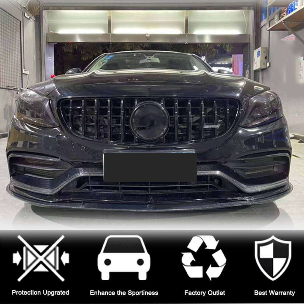 Накладка на передній бампер Lip V1 (для купе/кабріолет C63 AMG 2015-2019, Карбон) 2