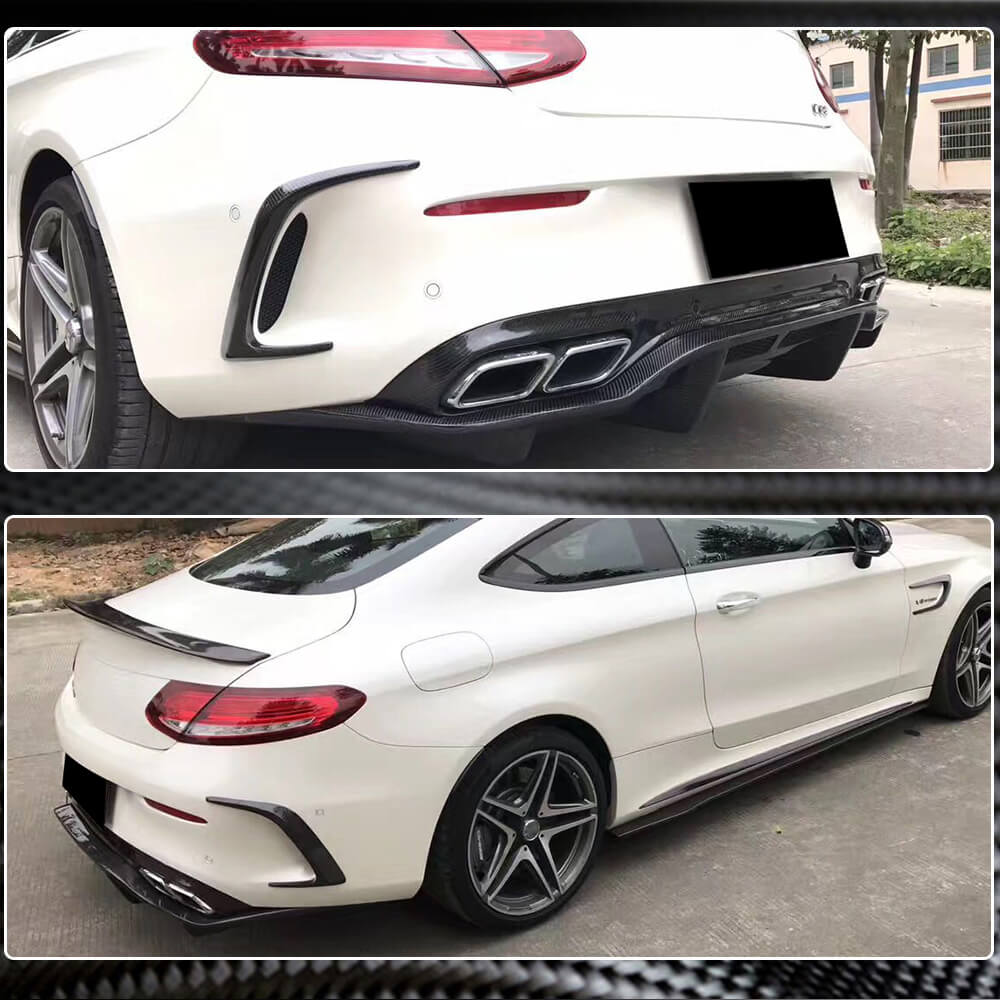 Дифузор заднього бампера V2 (для купе/кабріолет C63 AMG 2015-2019, Карбон) 3