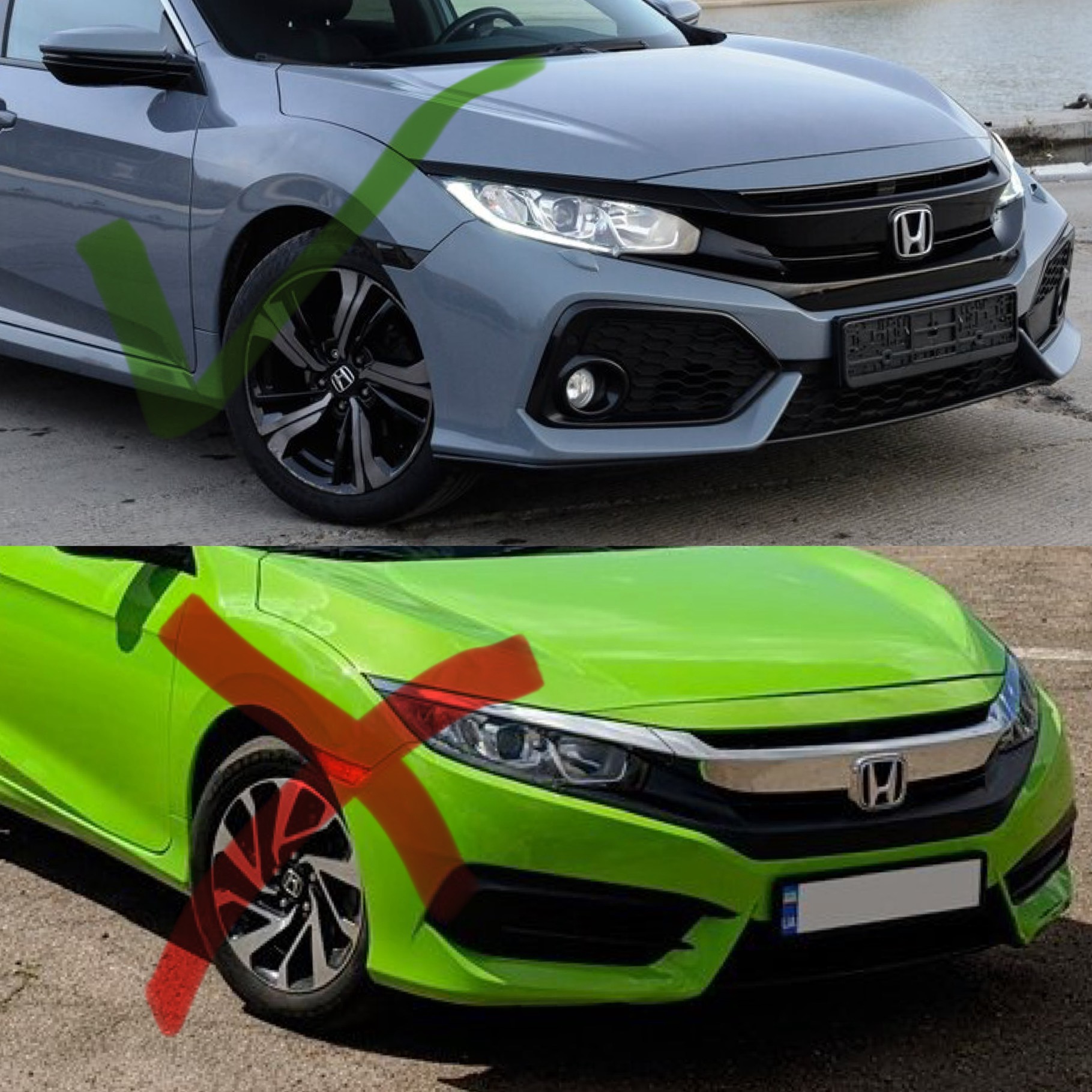 Решітка радіатора SI для Honda Civic 4D тІльки SI / 5D 2016 - з віями, чорний колір (без емблеми) 2