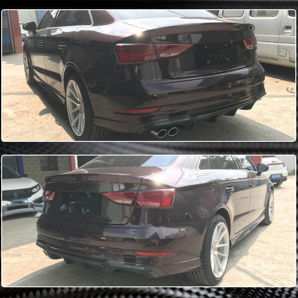 Дифузор заднього бампера V4 (для S-Line Sedan 2017-2020, Карбон) 4