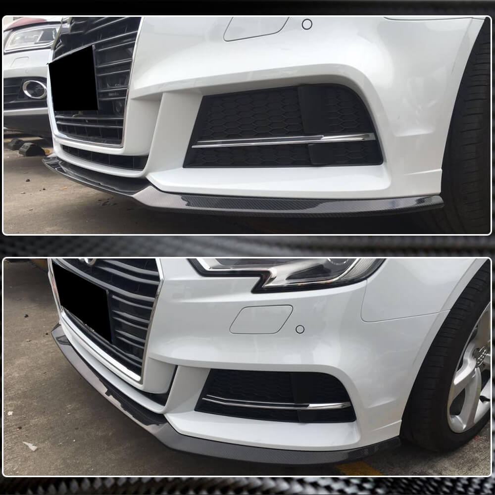 Накладка на передній бампер Lip V5 (для S-Line Sedan 2017-2020, Карбон) 5