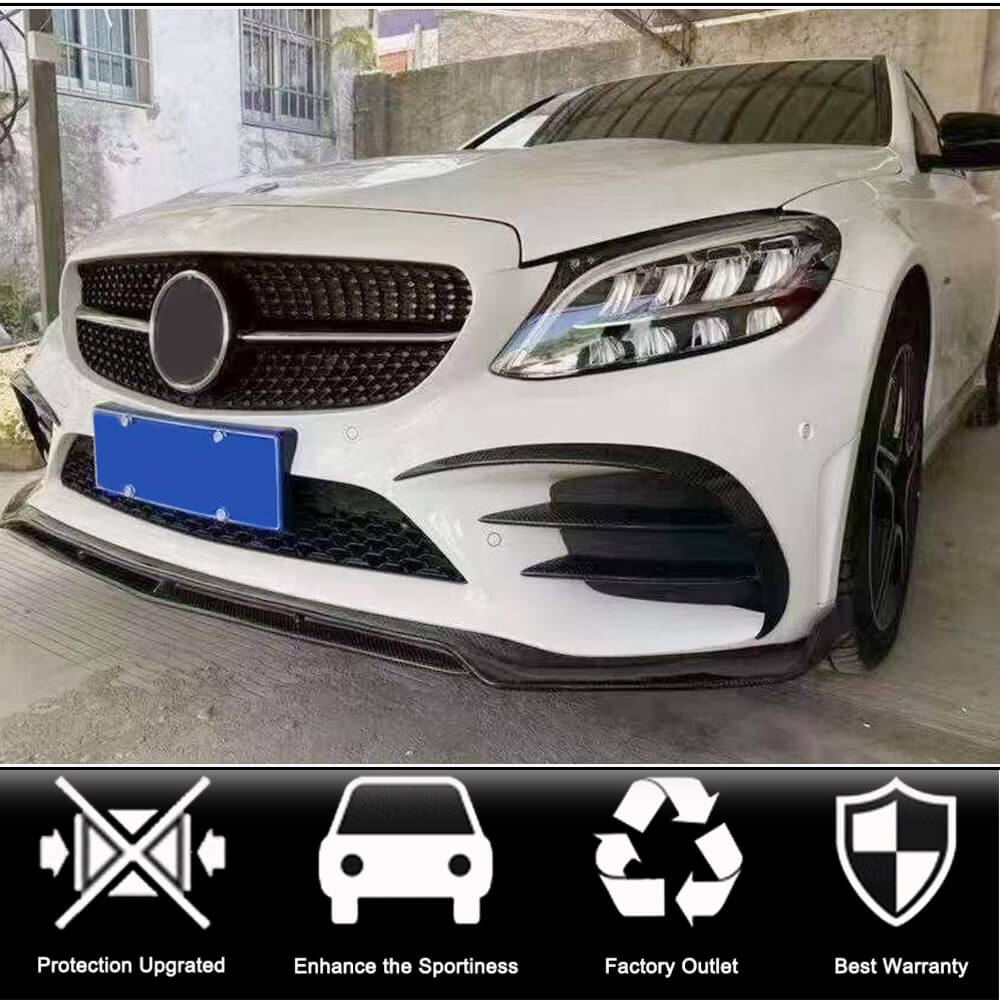 Накладки на передній бампер (для SD AMG-Line 2015-2019, Карбон) 2