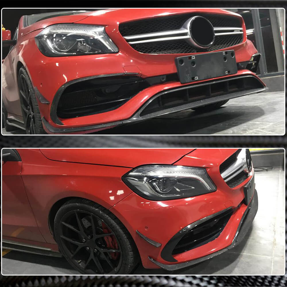 Накладка на передній бампер Lip (для AMG-Line / A45 AMG HB 2016-2018, Карбон) 3