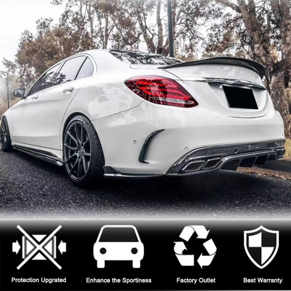 Накладки на задній бампер Flap (для SD C43/C63 AMG 2015-2019, Карбон) 2