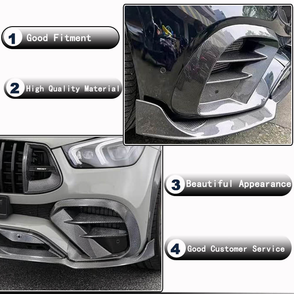 Вставки в передній бампер (для GLE 350/GLE450/GLE63 2019-2023, Карбон) 4