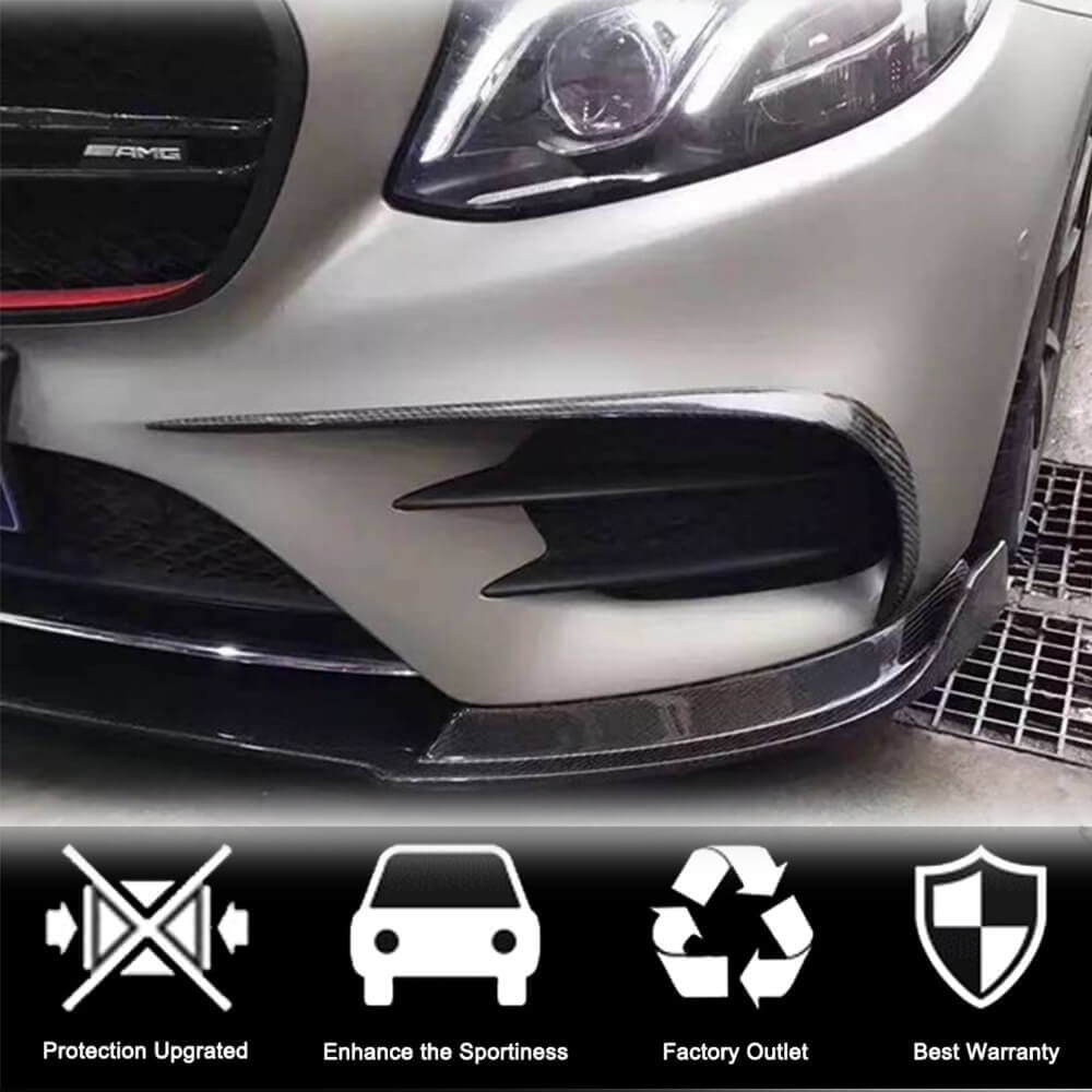 Накладки на передній бампер V1 (для E43 AMG 2016-2019, Карбон) 3