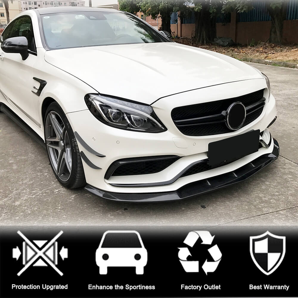 Накладка на передній бампер Lip V1 (для SD C63 AMG 2015-2019, Карбон) 2
