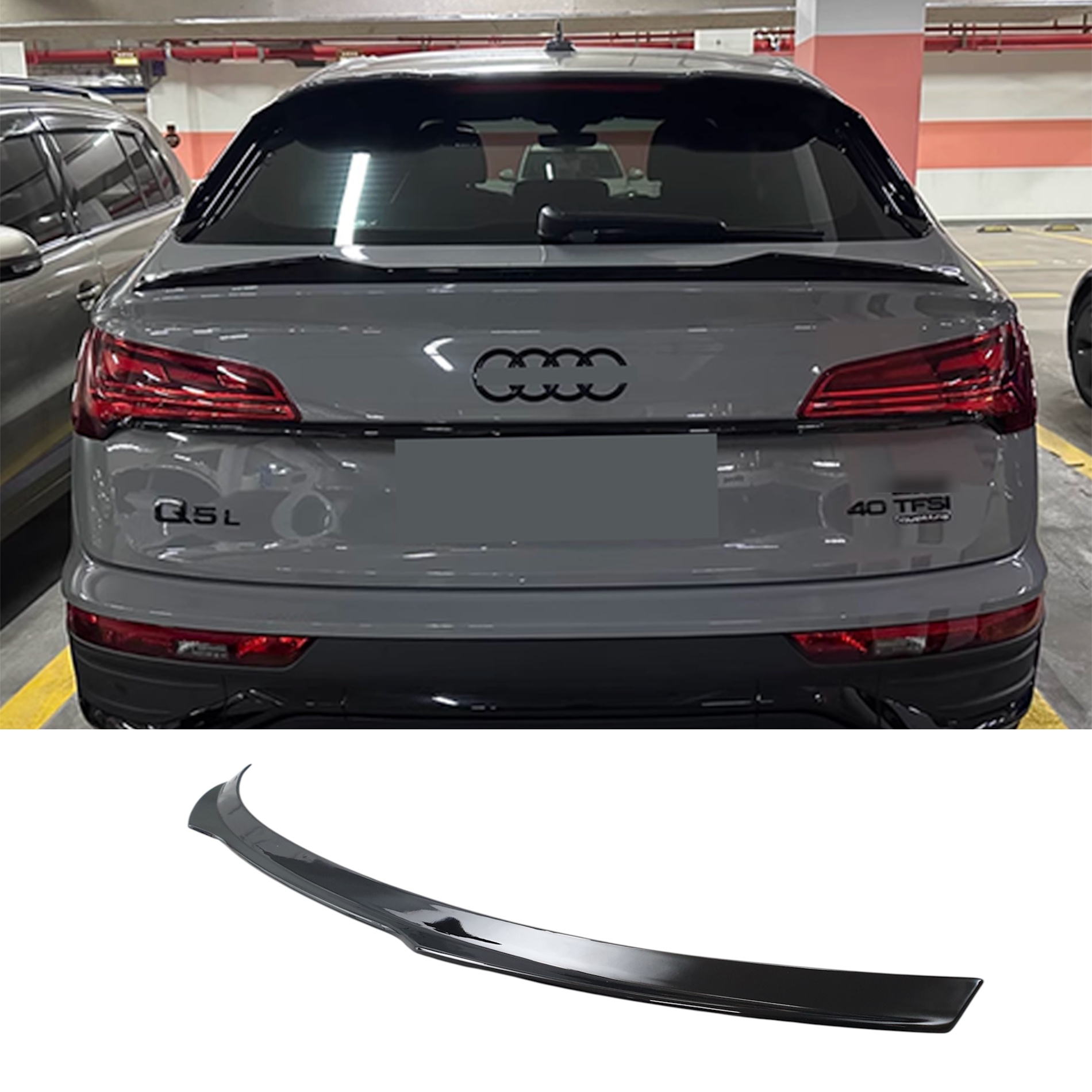 Спойлер Чорний глянець (Sportback під вікном) на Audi Q5 80A 2020-2023 року