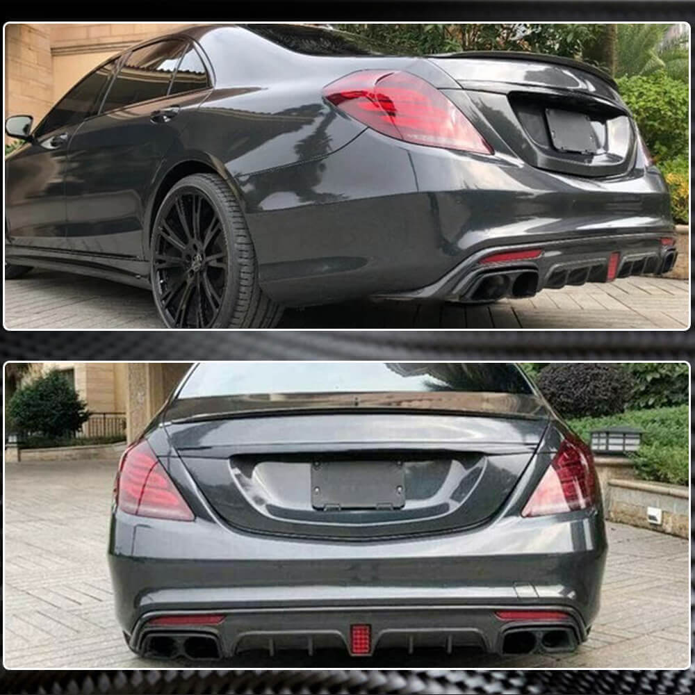 Дифузор заднього бампера з насадками (для S63 AMG 2014-2017, Карбон) 5