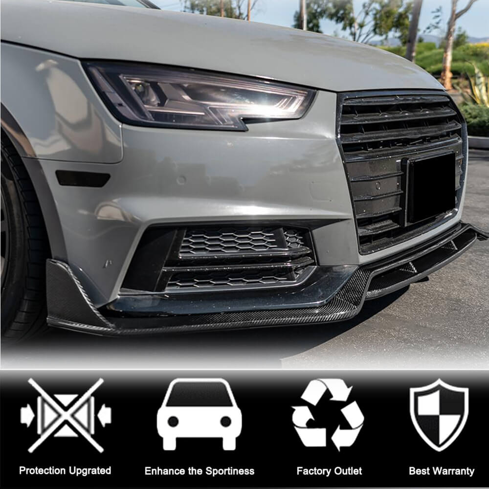 Накладка на передній бампер Lip V2 (для S-Line Sedan 2015-2019, Карбон) 3