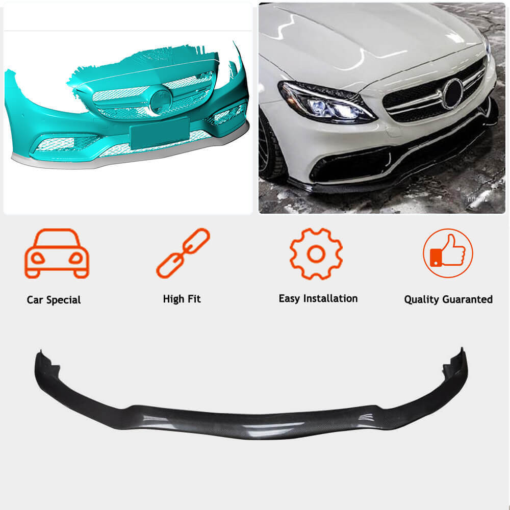 Накладка на передній бампер Lip V2 (для SD C63 AMG 2015-2019, Карбон) 2