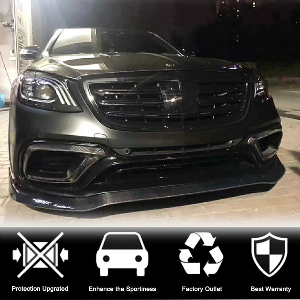 Накладка на передній бампер Lip (для S63/S65 AMG 2018-2022, Карбон) 3